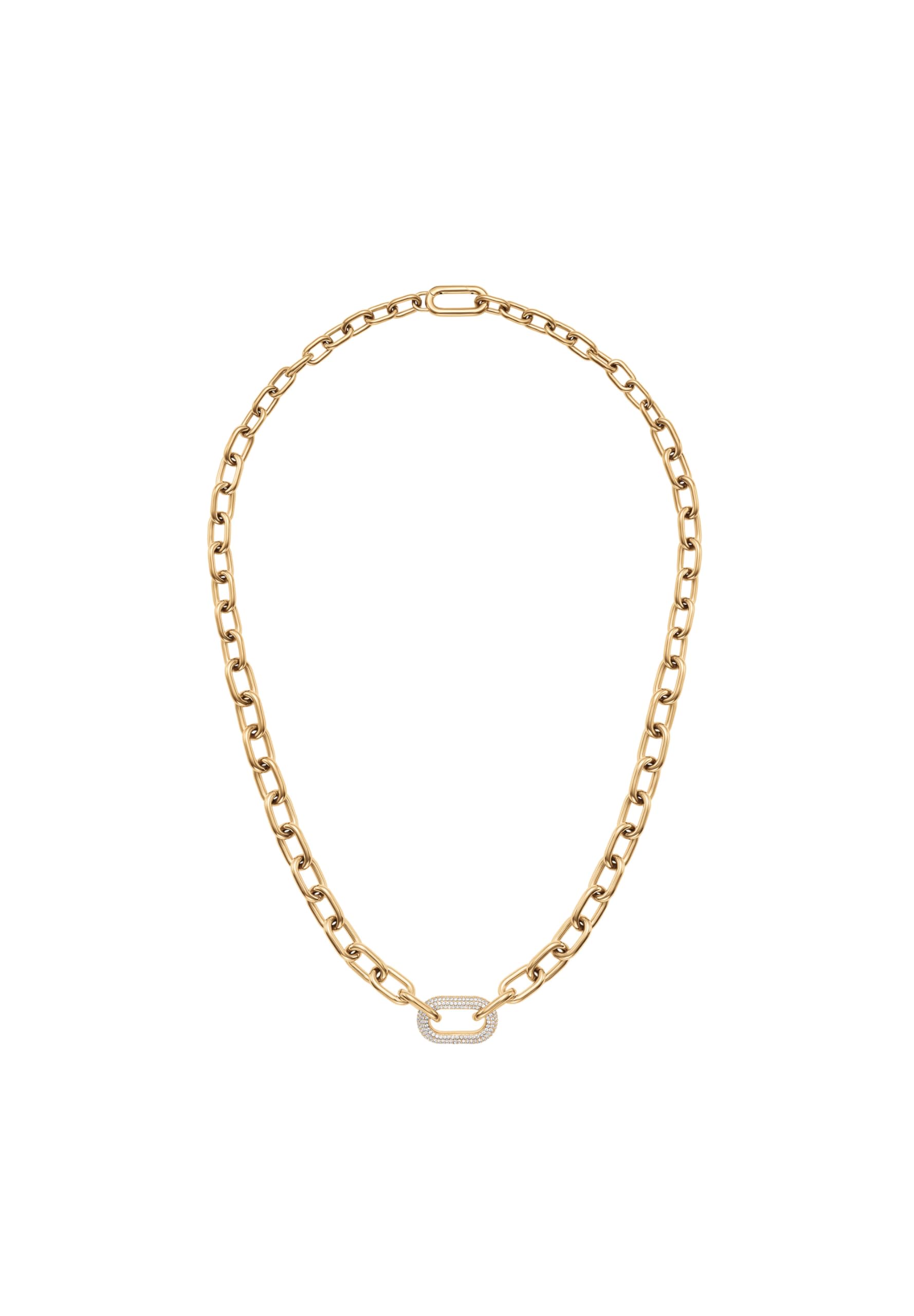 Daniel Wellington Crystal Link Necklace 500 316L Stainless Steel With Pvd Plated Gold & Crystal Embellished Ring In Gold Plated Brass Gold-image