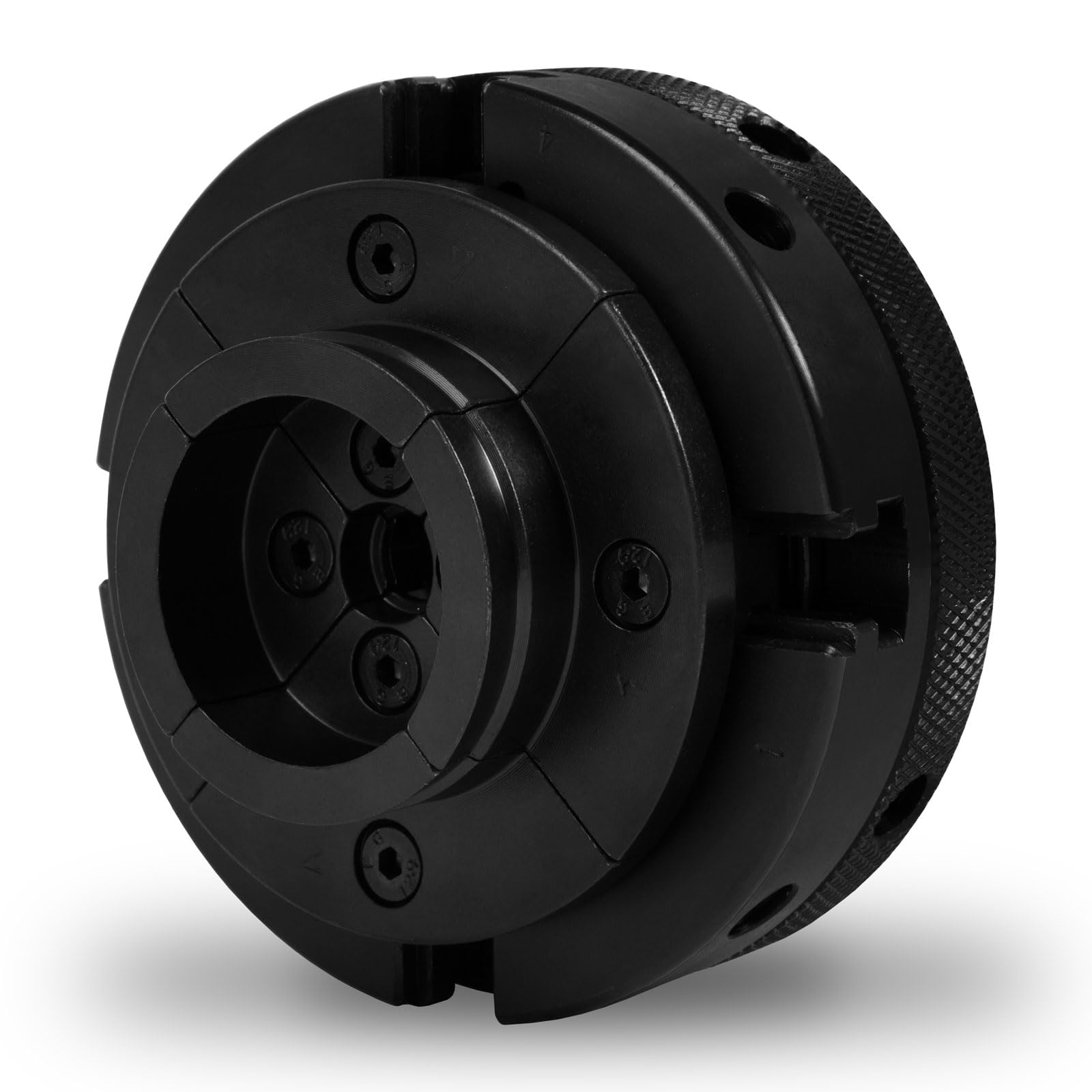 EBERTH Plato de tres garras con 125 mm de diámetro, 5" Autocentrante, Rosca de conexión 1" -8 TPI, Incl. herramienta de sujeción, Accesorios de torno, Plato de torno de alta calidad, Plato de sujeción
