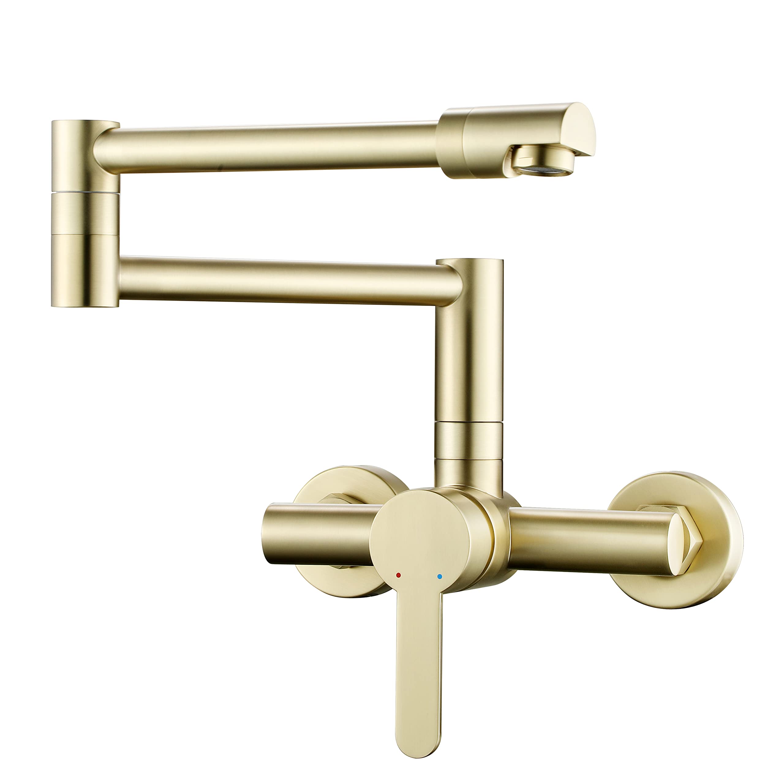 ESOP Robinet de Cuisine Or Brossé Laiton Robinet Mitigeur Mural Monocommande avec Bras Oscillant et Chaude et Froide Réglable Robinet Évier Rotatif à 360° pour Salle de Bain et Cuisine