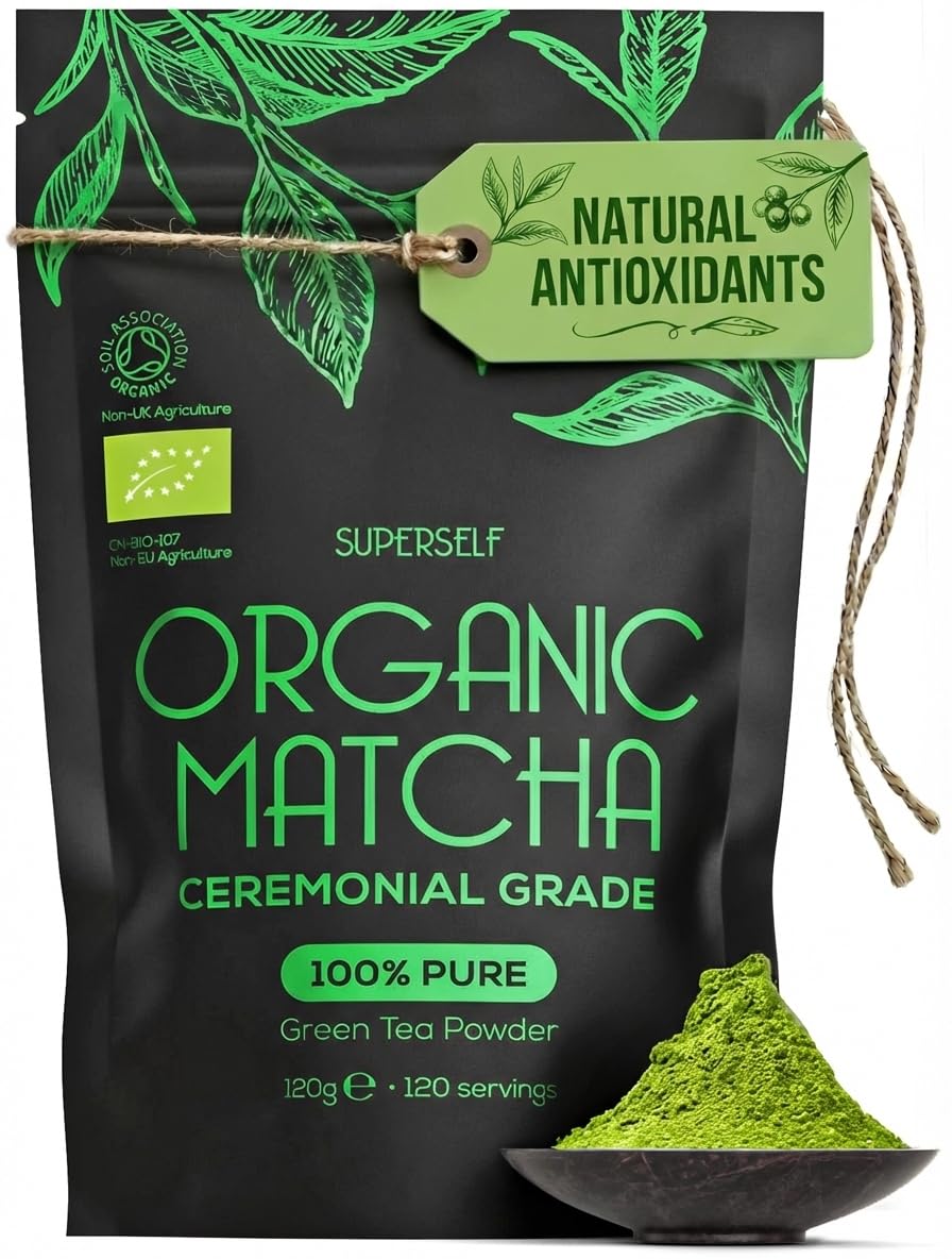 SuperSelf Organic Matcha Powder - Ceremonial Grade & 100% Pure - Smooth Taste & Vibrant Green - Macha for Straight Tea, Lattes, Baking - Certified Organic - Japanese Stone Ground Method - 50g Gift Tin — view 10