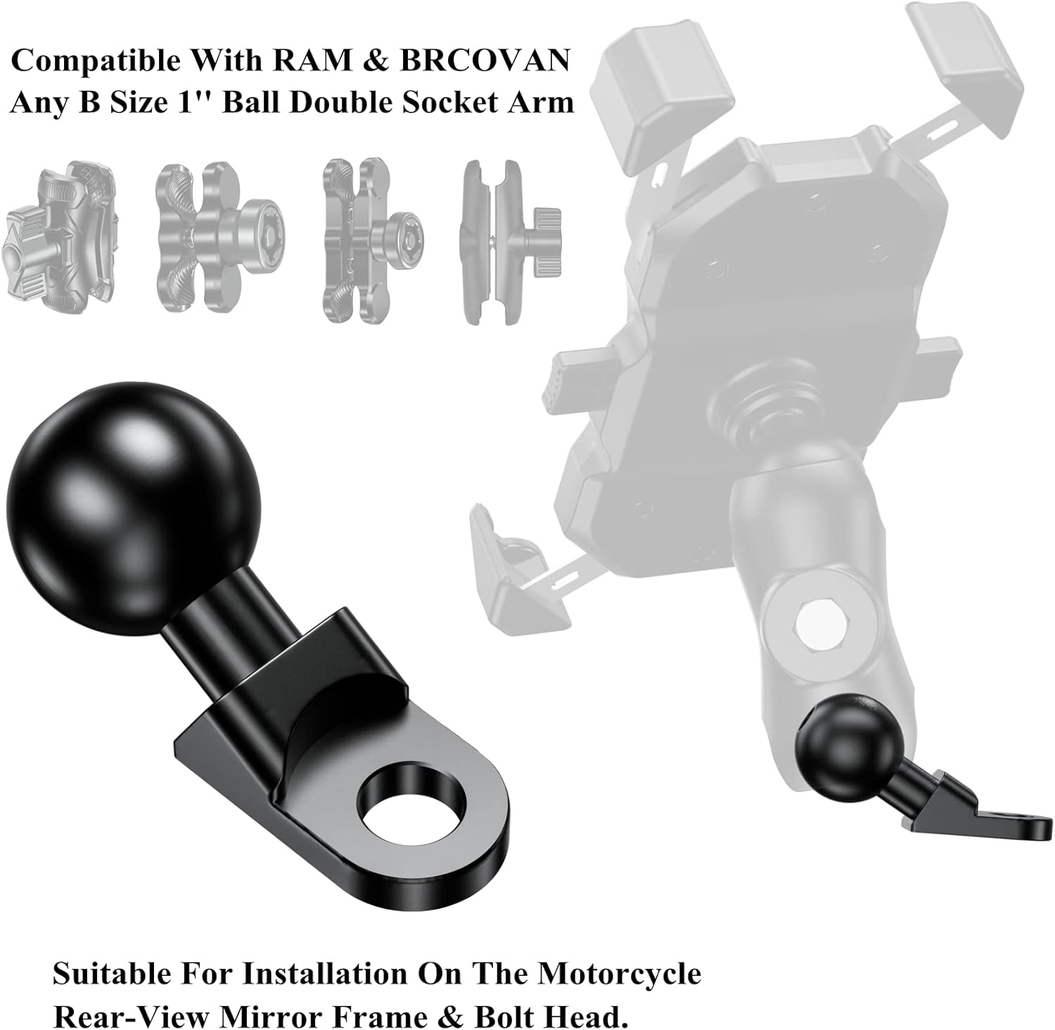 brcovan aluminum alloy mount base with 1 tpu ball 10mm mounting hole angled bolt head adapter ball base compatible with ram mounts b size 1 inch ba