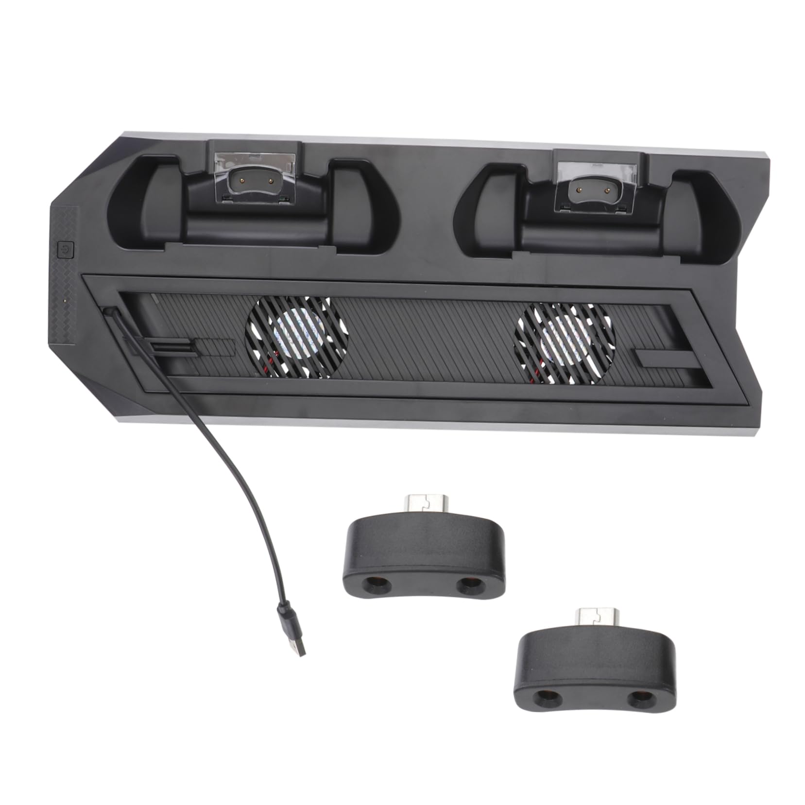 Supporto Verticale con Ventola per 4 Slim e 4 Pro Nero Abs | 2 Ventole Integrate, 2 Porte di Ricarica, 3 Porte USB Hub, per Mouse e Game Console