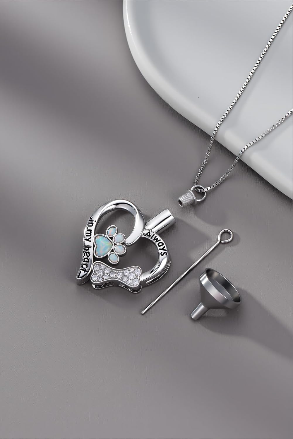 WINNICACA Urn Necklaces for Ashes Sterling Silver Cremation Jewelry for Ashes Urns for Human Ash Pendant Necklace with Funnel Filler Kit - Image 3