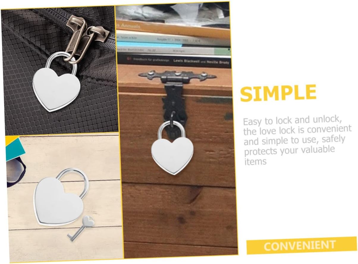 WOONEKY 2sets Heart Luggage Locks TSA Approved Travel Padlock Key Padlock for Love Lock Decorative Key