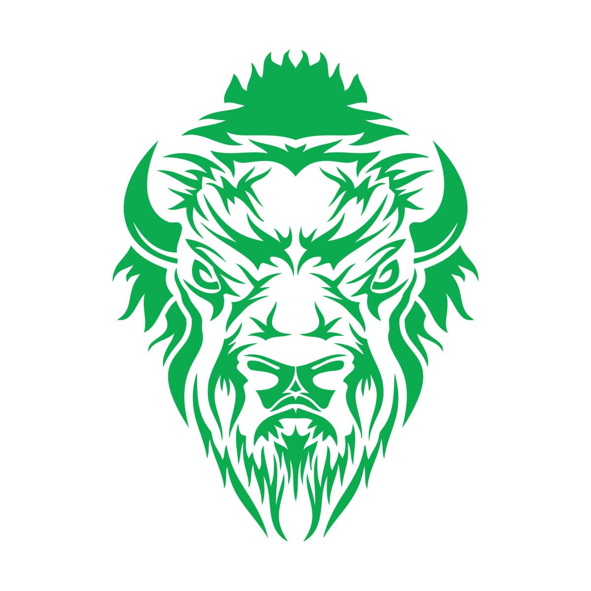 Wall Stickers Bison Wild Animal Head Bull Power Horns 36x49.5cm Personalized Customization Small Green — image 1