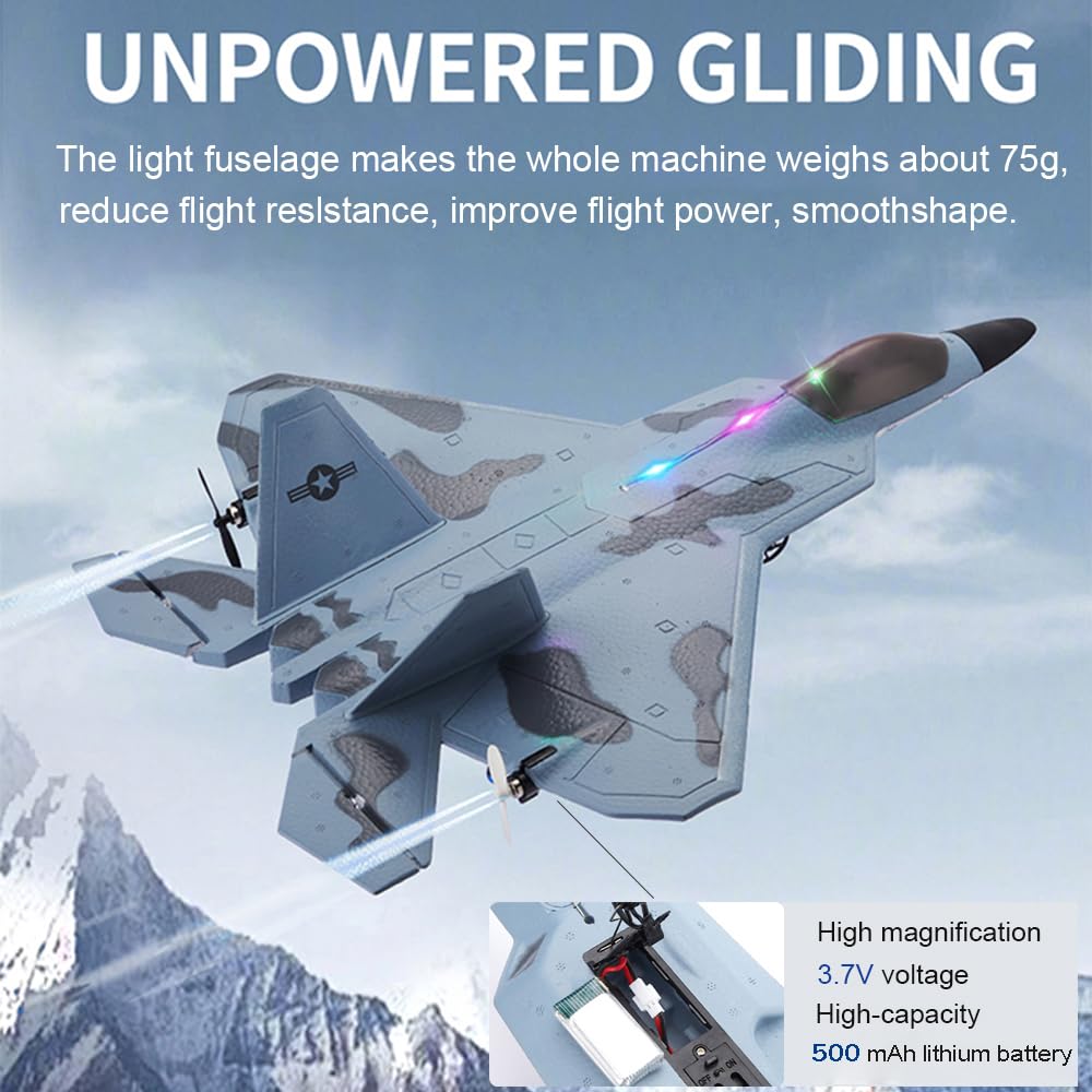 RC-Flugzeug F22 Raptor Modell 2CH LED RTF P530 RC Jet 2,4 GHz RC-Flugzeug Segelflugzeug mit 2 Batterien