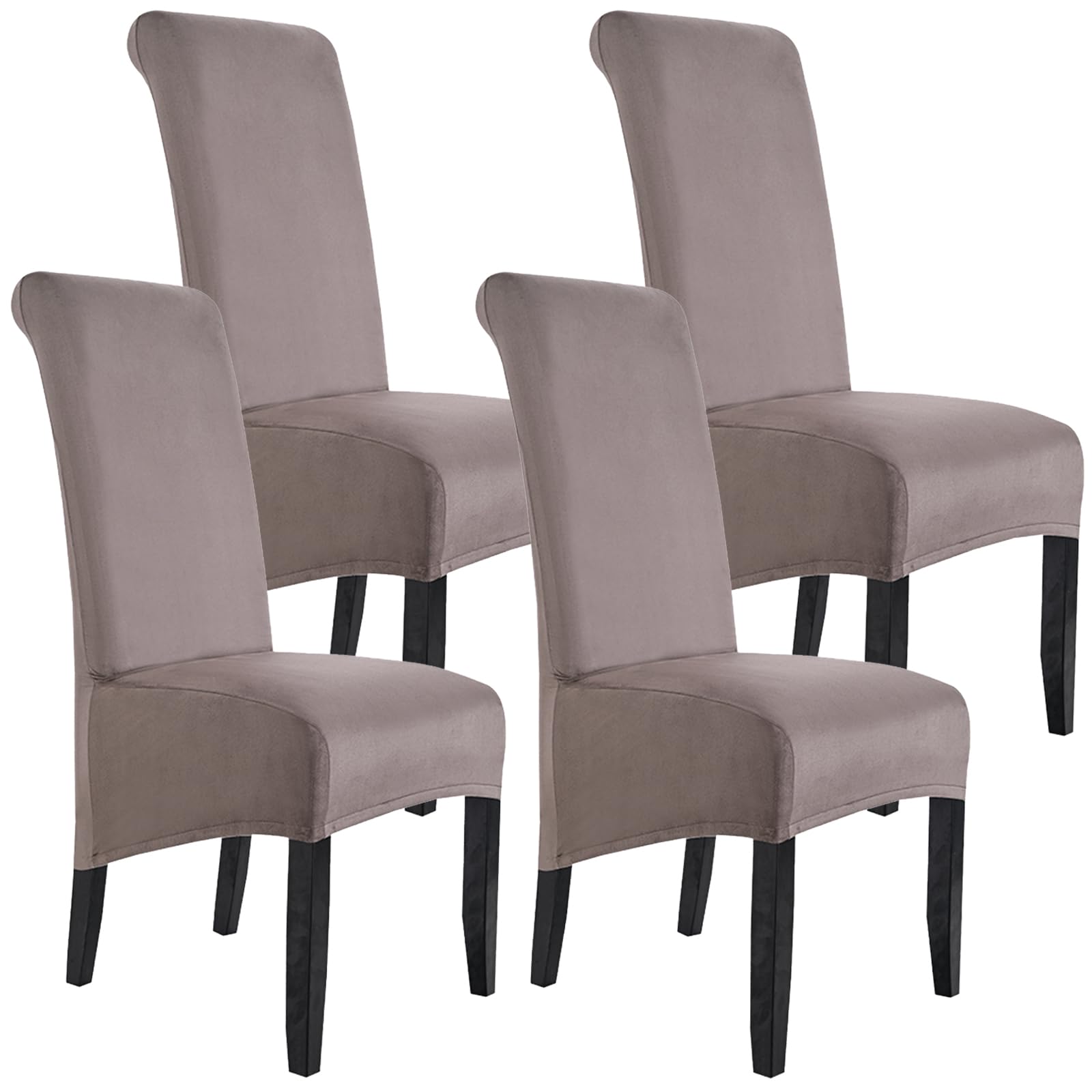 XL Chair Covers Suede Stretch Large Dining Chair Covers Removable Washable Chair Slipcovers Chair Protectors (Coffee,6 Pieces)