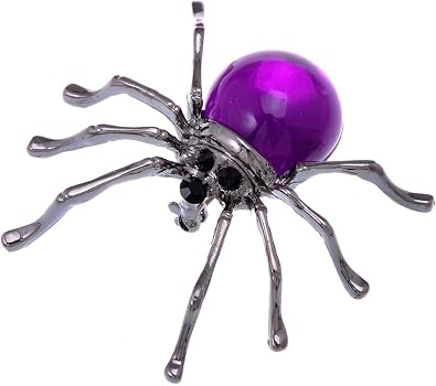 Alilang Gunmetal Crystal Rhinestones Abdomen Beaded Body Tarantula Spider Insect Pin Brooch