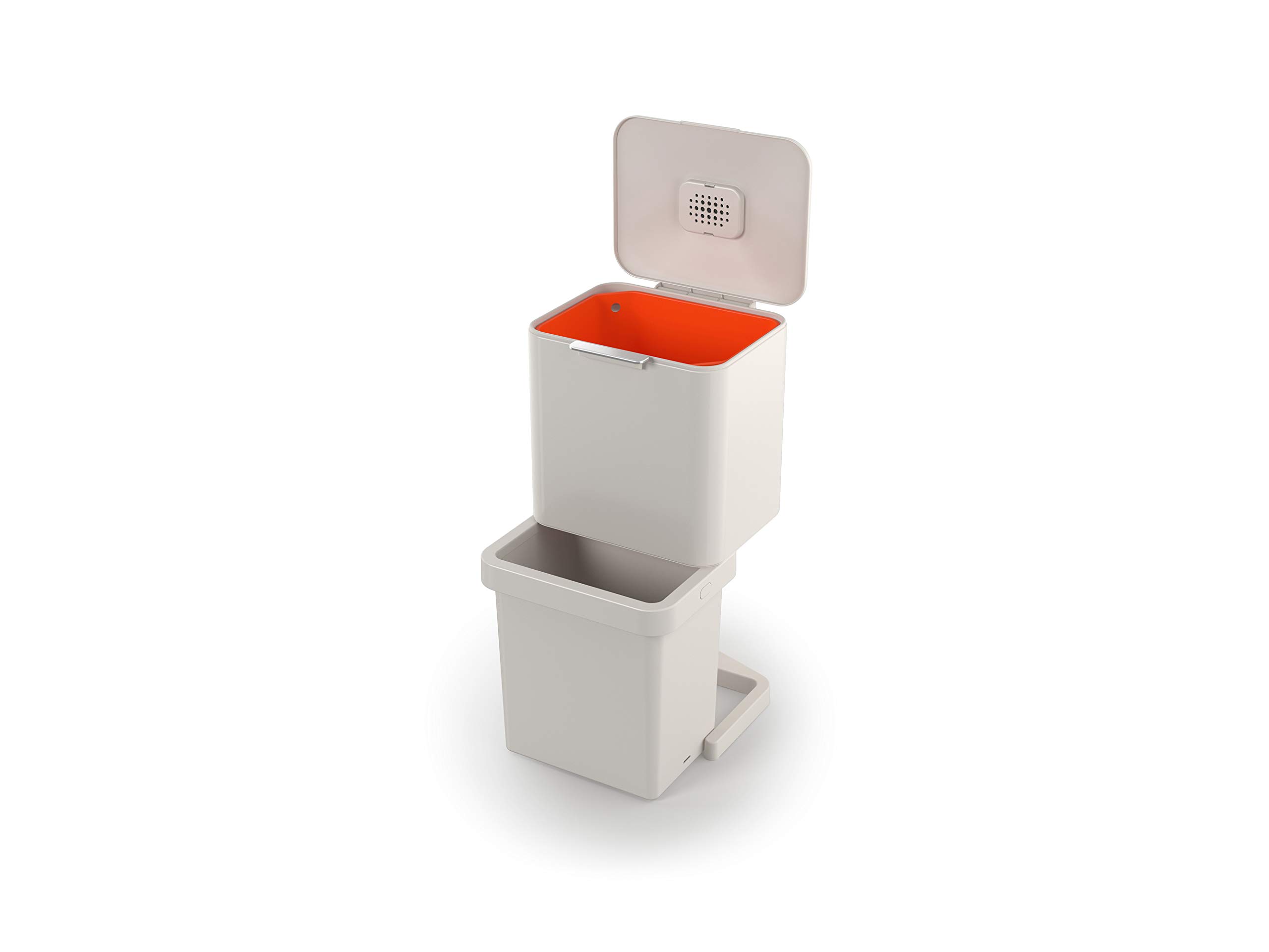 Joseph Joseph Totem Pop 60 Litre Waste Separation and Recycling Kitchen Bin, Stone