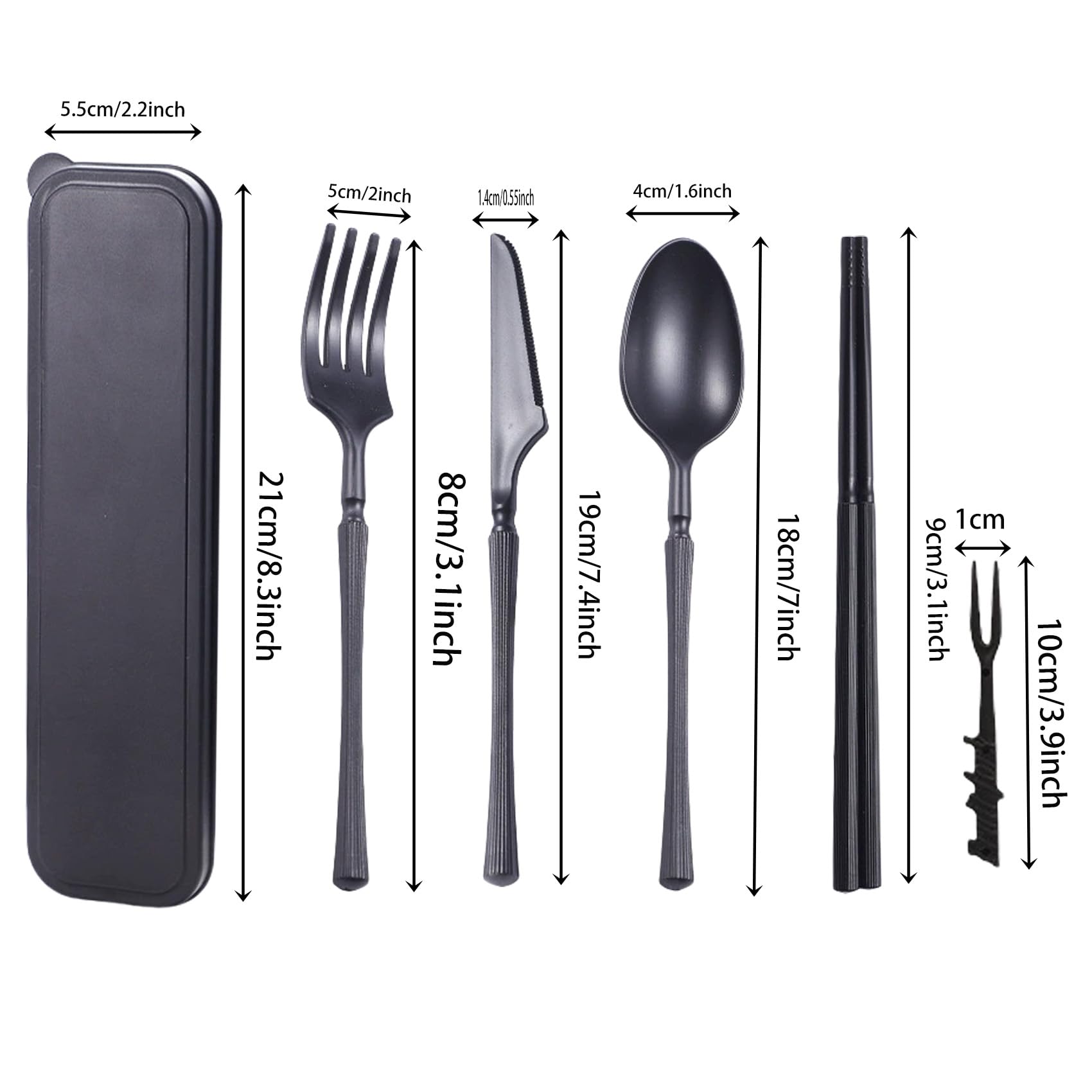 Reusable Utensil Set with Case, Portable Camping Fork Knife Spoon Set, Wheat Straw Travel Utensils for Lunch Box for Kids Adults Travel Picnic Camping or Daily Use