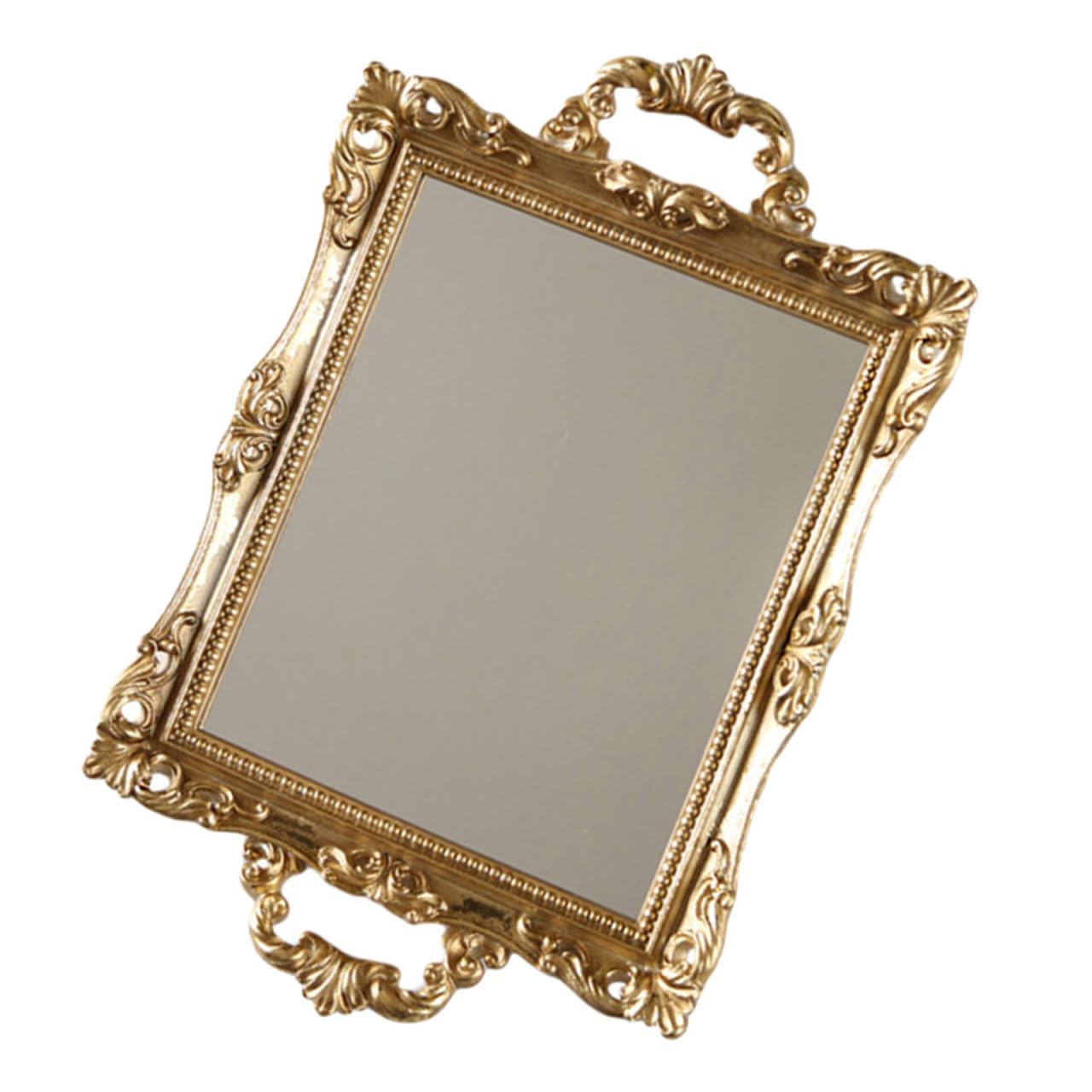 Plateau miroir dorée sculptée DOITOOL pour décoration table
