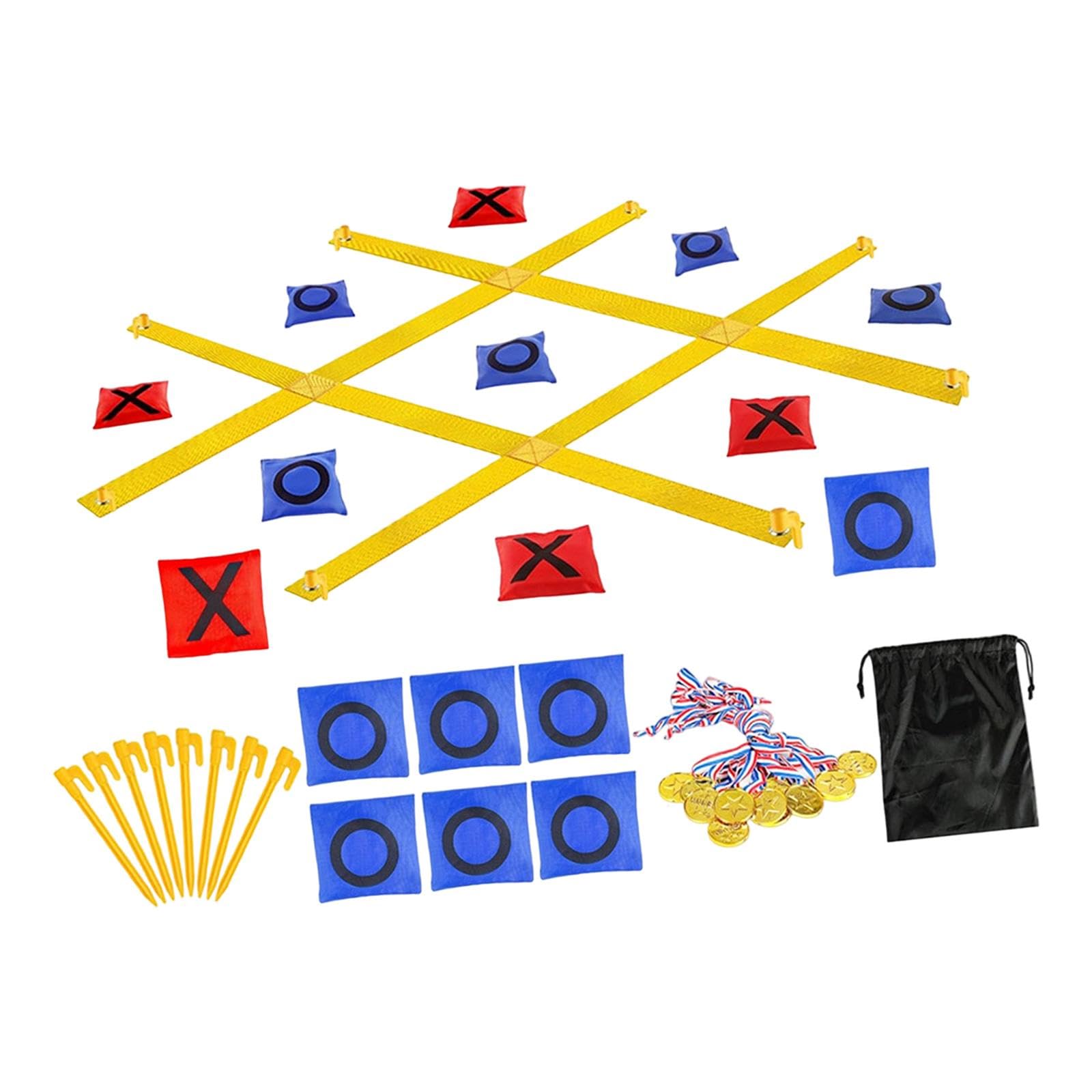 Tic Toe Juego Bolsa Lanzamiento Set Lanzamiento Objetivo Sandbag Juguetes Exterior Nylon Seguro Adecuado para Niños Adultos Juegos Familiares, Tres en Raya Amarillo