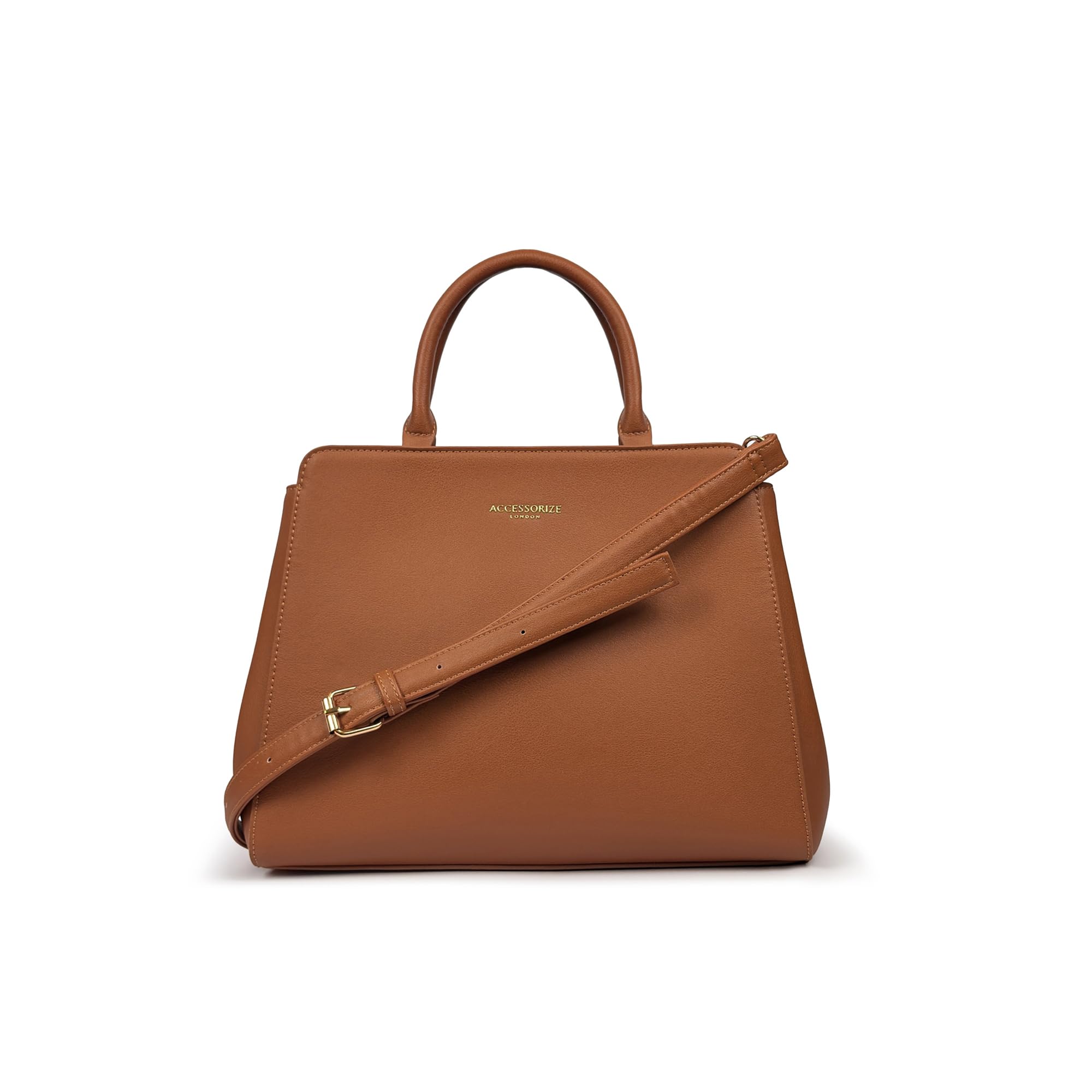 accessorize London Women's Tan Dream Satchel Bag | Multi Compartment Office Handbag for Ladies | Structured Work Tote with Crossbody Strap and Zip Divider-picture-49