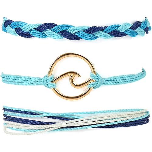 Starain Surf String Wave Bracelets for Women Girls Boho Handmade Waterproof Adjustable Braided Beach Surfer Bracelets Set
