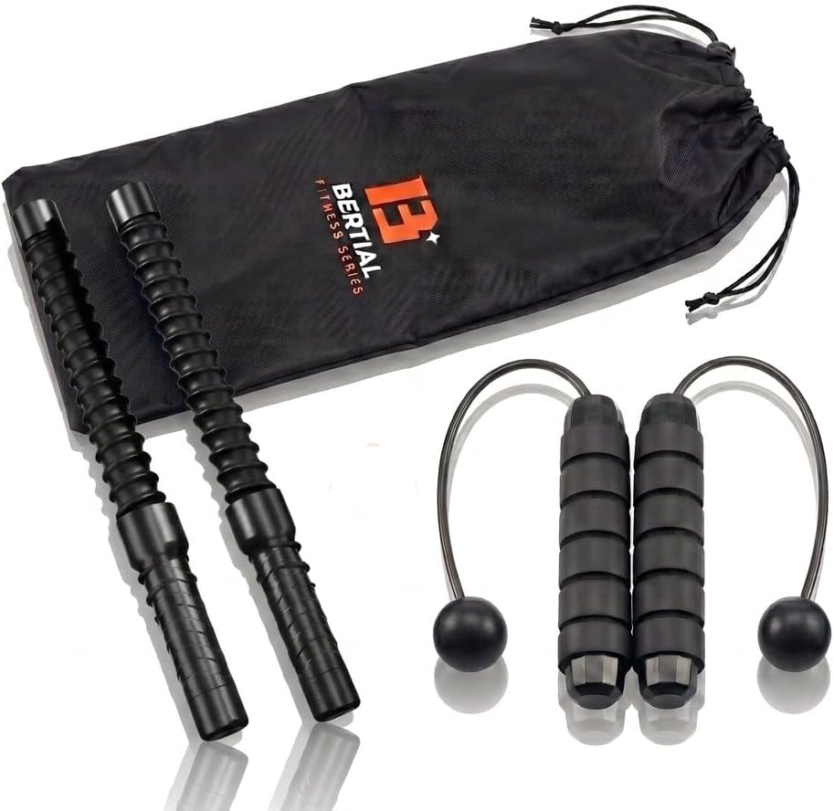 Cordless Battle Ropes & Cordless Jump Rope Bundle, Ropeless Workout Equipment for Home Workout, Weighted Cardio Training Set for Women and Men