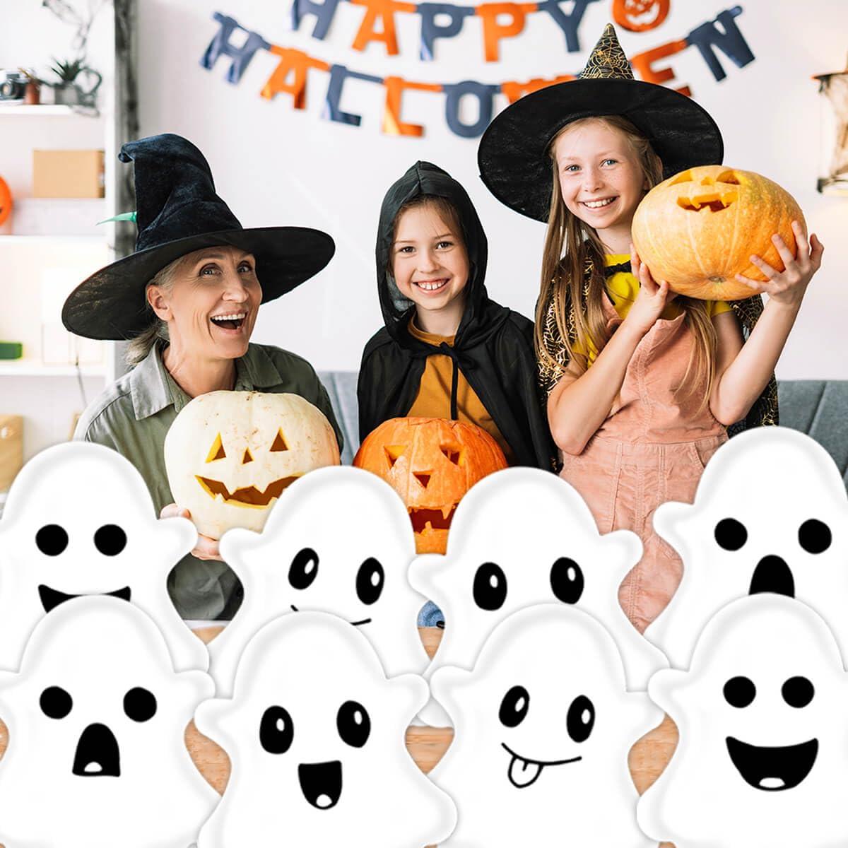 Ovanda Halloween Pappteller - 10 Stück Gespenst-Teller Für Gruselpartys