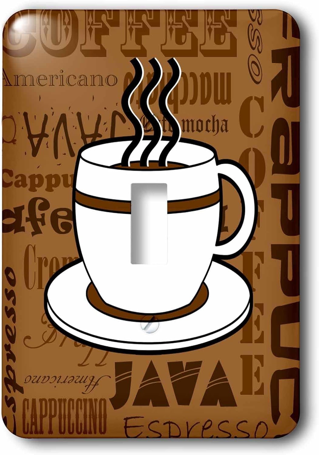 3dRose lsp_58641_6 Coffee Lover Gift Coffee Words Print Brown Light Switch Cover