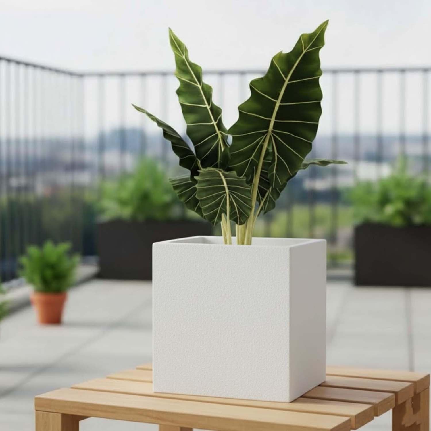 Go Hooked 12 Inch Cube Planter - Durable Outdoor Flower Pot -2