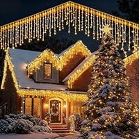 JTSIOV Luci Natale Esterno 10M 400 LED, Luci Natale Esterno Cascata con 8 Modalità, Timer, IP44 Impermeabile, Catena Luminosa Esterno Collegabile per Addobbi Natalizi, Tetto, Giardino, Finestre