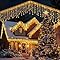 JTSIOV Luci Natale Esterno 10M 400 LED, Luci Natale Esterno Cascata con 8 Modalità, Timer, IP44 Impermeabile, Catena Luminosa Esterno Collegabile per Addobbi Natalizi, Tetto, Giardino, Finestre