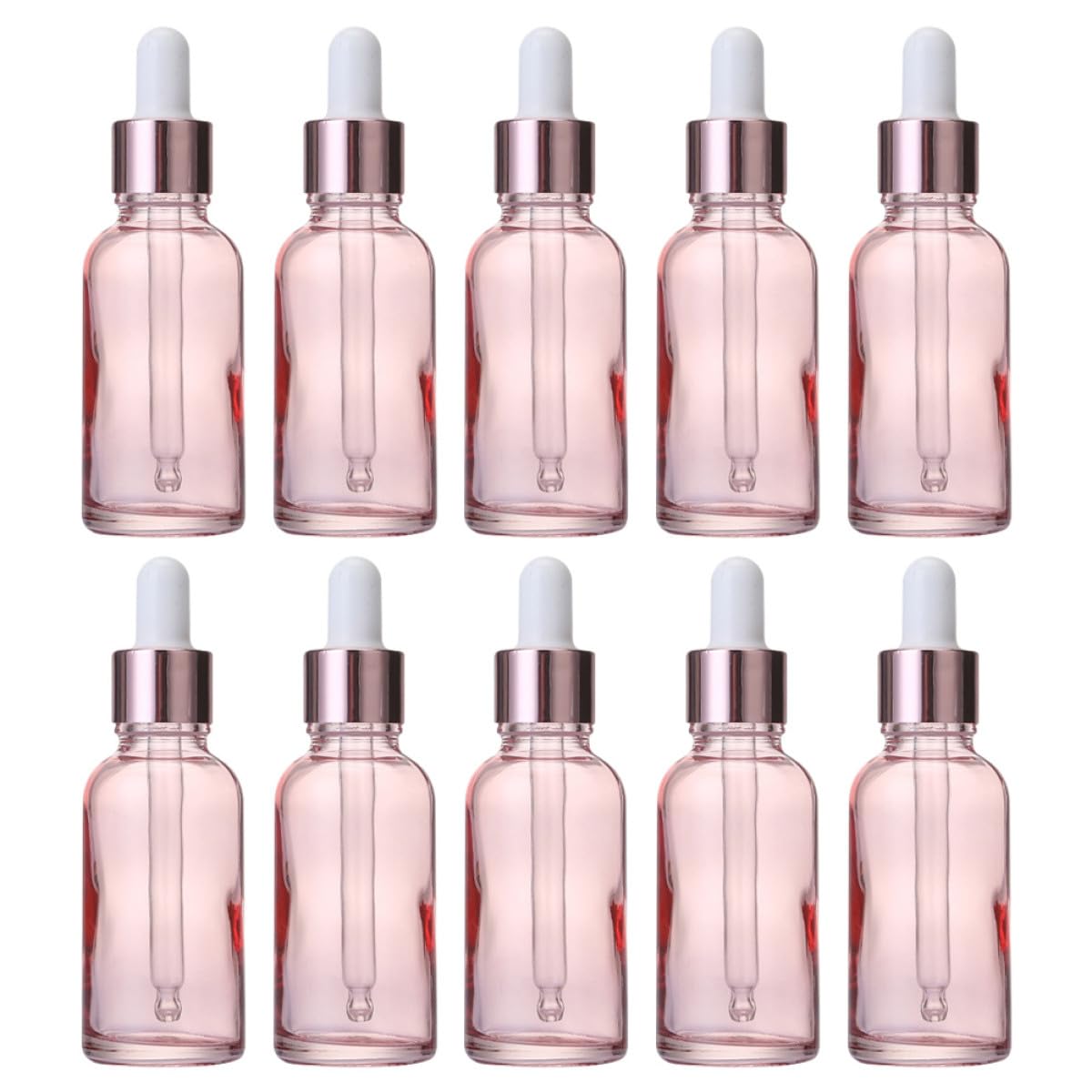 Lurrose Bottiglie Contagocce in Vetro Rosa da 30ml 30 Pezzi Pratiche e Portatili per Cosmetici Miscele Fatte a Mano e Profumi