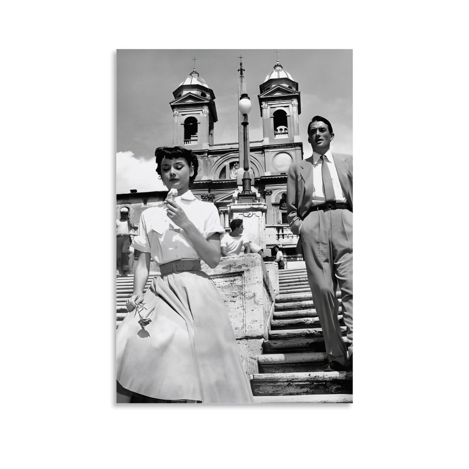 Romance Movies Roman Holiday Audrey Hepburn Poster Decorative Painting Canvas Wall Art Living Room Poster Bedroom Painting, Wall Art Picture Print Modern Family Room Decor 12 x 18 Inches (30 x 45 cm)
