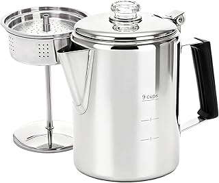 Cididu Cididu Camping Coffee Pot Stainless Steel, Coffee Pot Outdoors, Durable Stove Top Brew Coffee Maker on Fire, Ideal for Group Camping, Hiking, Backpacking, RV and Travel, 9 Cups