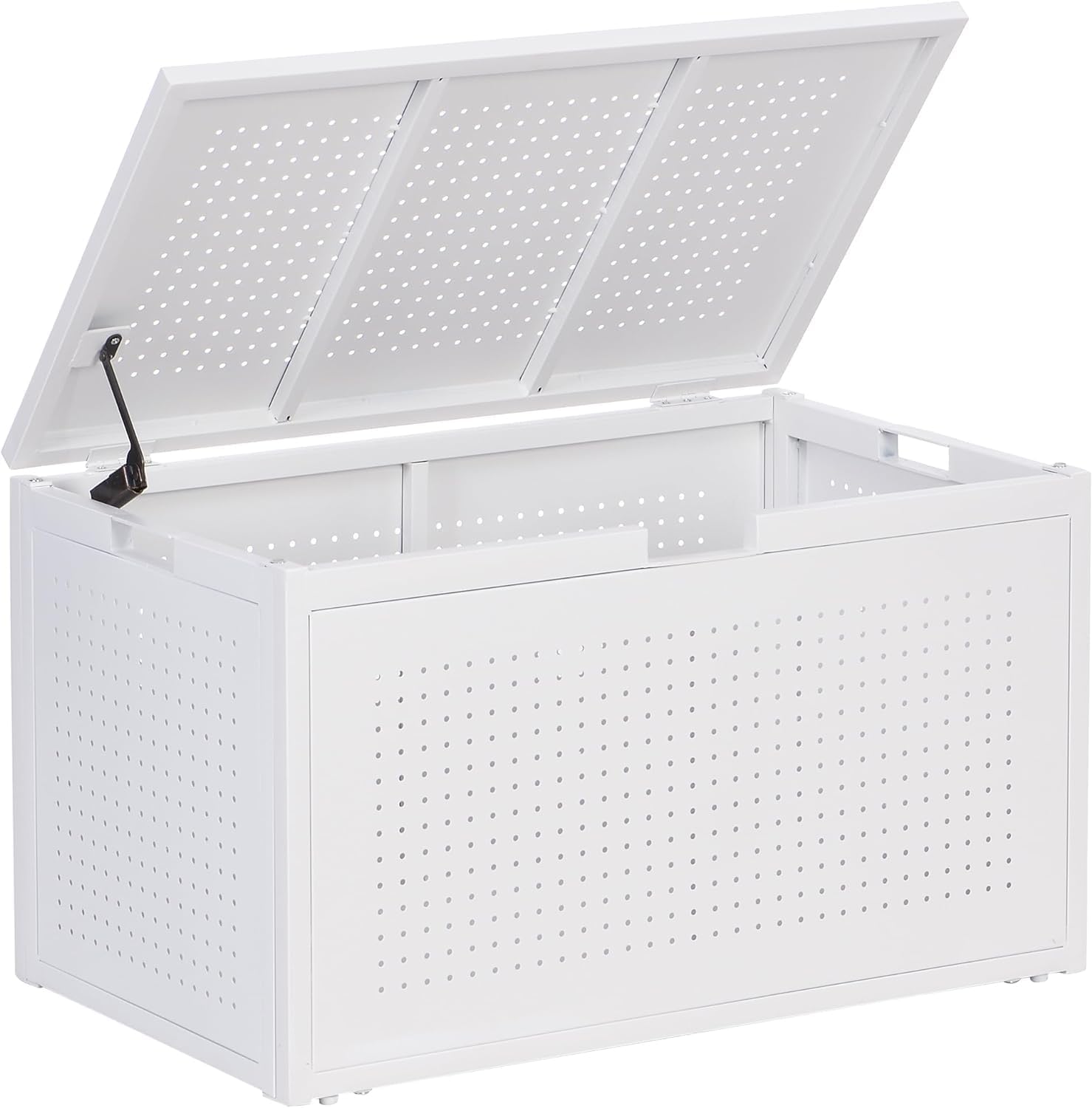 eHemco Heavy-Duty Metal Sheet Storage Trunk with Metal Frame, 29.13 by 17.32 by 17.12 Inches, White