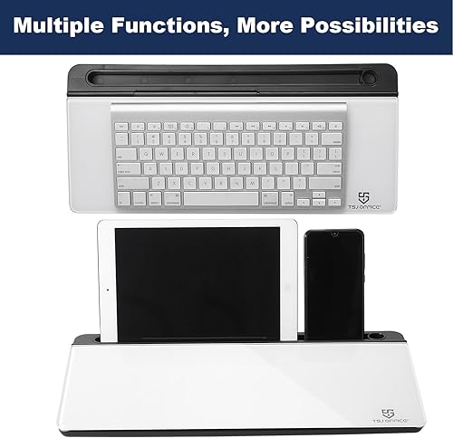 Miniatura 5 de Pizarra blanca pequeña de cristal para escritorio de borrado en seco, soporte para teclado de computadora, almohadilla de superficie blanca con