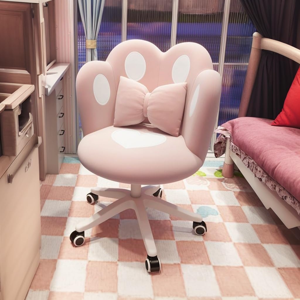 Chaise de coiffeuse rose avec dossier pétale en velours chic