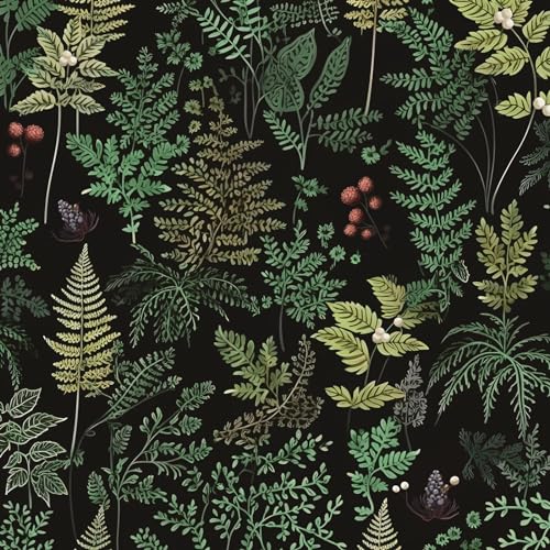Dark Green Wallpaper Peel and Stick,Modern Botanical and Jungle Leaf 17.5"x 118"Contact Paper,Tropical Greenery Fern Wall Paper For Bathroom Bedroom Vinyl Waterproof Removable Dorm Renter Friendly