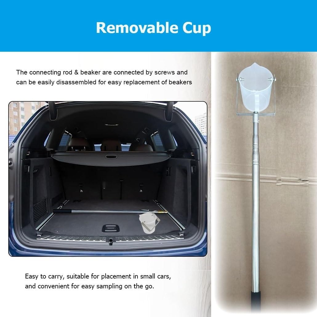 Teleskopischer Wasserprobenentnahmelöffel mit rutschfestem Griff – 500/1000-ml-Becher for die Wasserprobenahme und -analyse | 1000ML,1.11-3.0m(3.6-9.8ft)