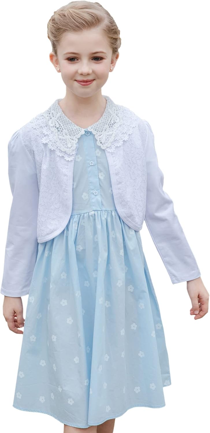 SMILING PINKER Little Girls' Long Sleeve Lace Bolero Cardigan Shrug