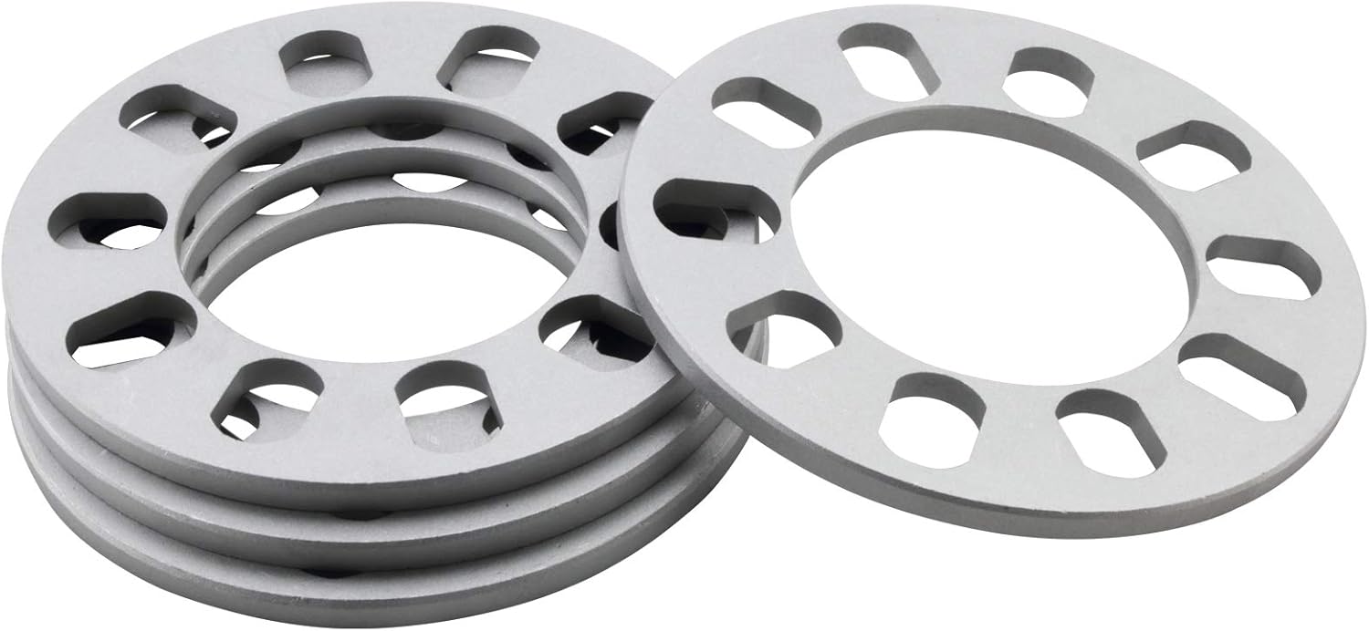 4PC 5X108 5X110 5X112 5X114.3 5X115 5X120 5X127 5X130 5X4.25 5X4.5 5X4.75 5X5 Universal Wheel Spacers 1/4 Inch (6mm) Compatible with 5 Lug Rims Bolt Pattern from 108mm to 130mm