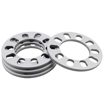 6mm Universal Wheel Spacers Compatible with 5 Lug Vehicle, PCD from 108mm to 130mm, 4pc 1/4" Flat Wheel Spacer for 5X108 5X110 5X112 5X114.3 5X115 5X120 5X127 5X130 5X4.5 5X4.25 5X5 5X4.75