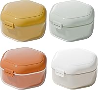 Vista 6 de Caja de baño para dentaduras postizas con cesta de colador, contenedor de almacenamiento para retenedores, impermeable, protector bucal para el hogar