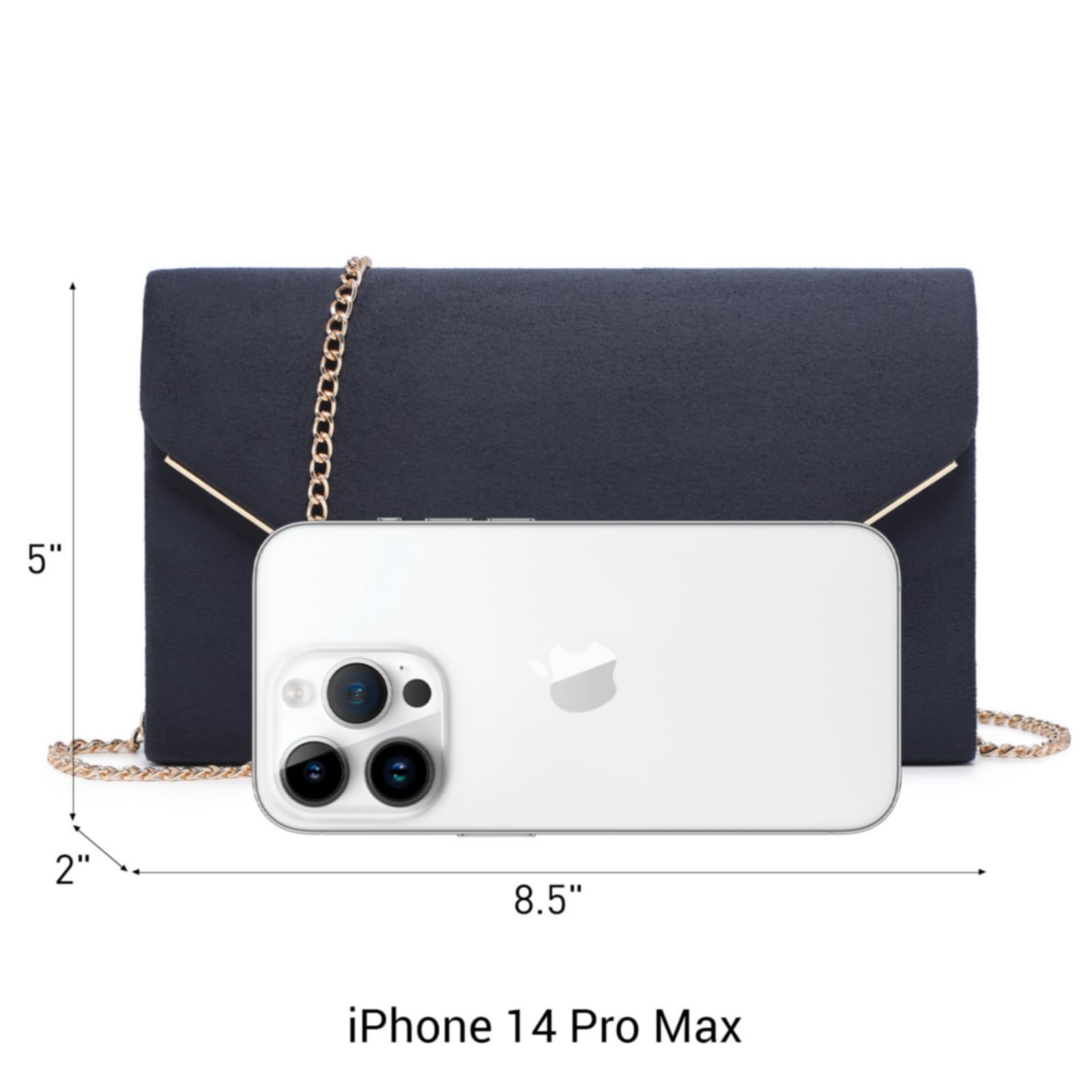 Dasein Women Faux Suede Evening Clutch Bags Formal Party Clutches Wedding Purses Cocktail Prom Clutches: 1-(gold Hardware) Navy