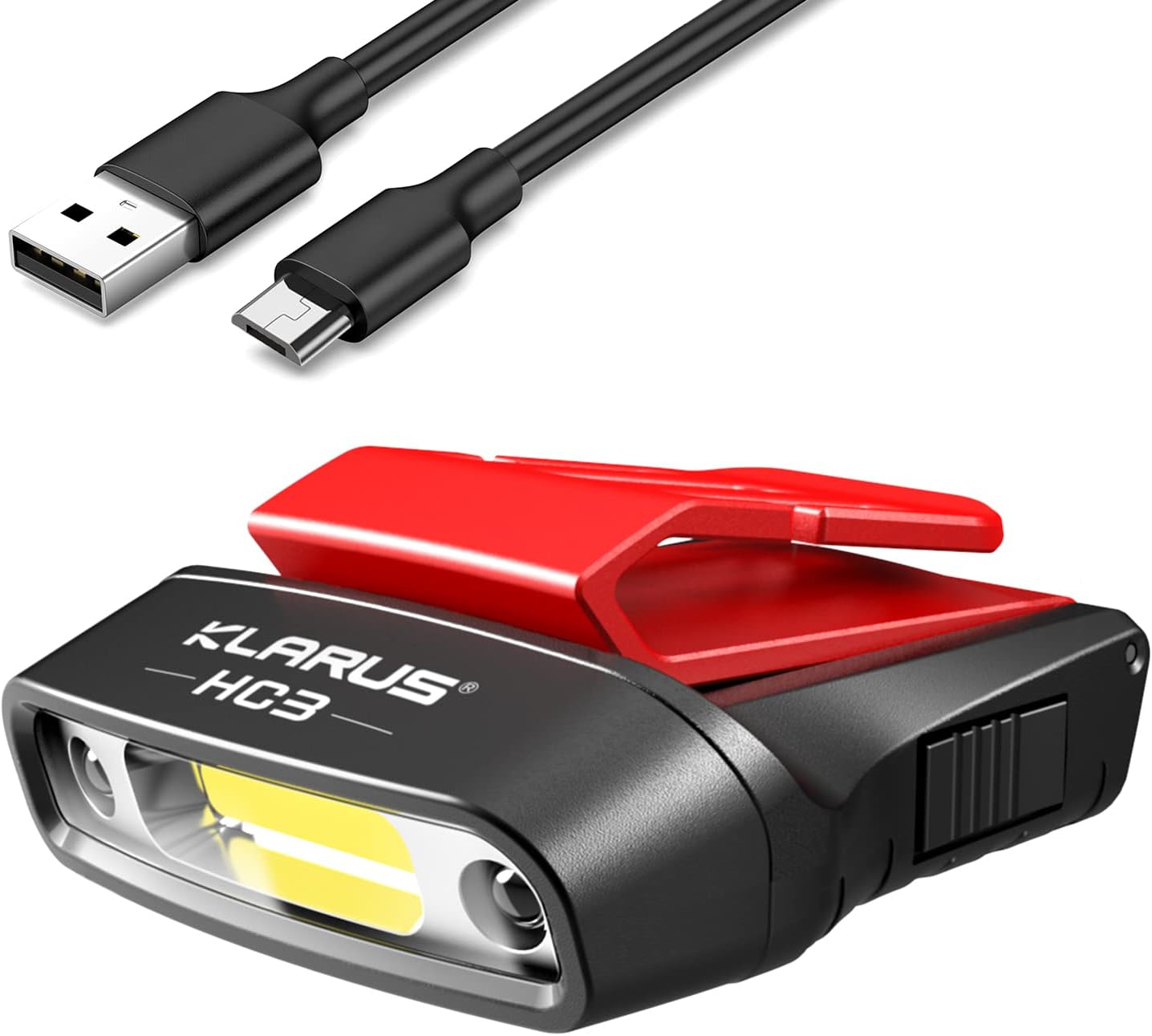 klarus HC3 Head Torch Rechargeable, 100 Lumens Clip on Cap Visor Light,LED Headlight with Motion Sensor Control,Red Warning Light Function, Headlight Flashlight for Fishing Running Camping Hiking