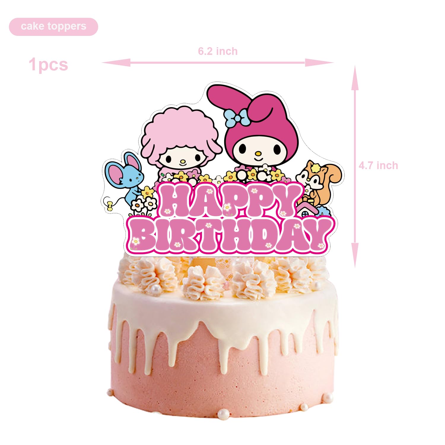 25PCS Kuromi And Melody Cake Toppers Cupcake Toppers Cake Decorations