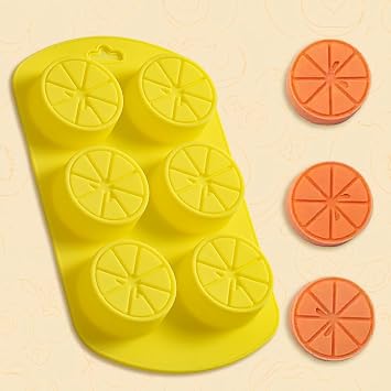 Newk Fruit Shaped Silicone Mold - 4 Packs, 6-Cavity Lemon 3D Bakeware, Nonstick Food Grade for Soap, Ice Cube, Candies, Fondant, Chocolate