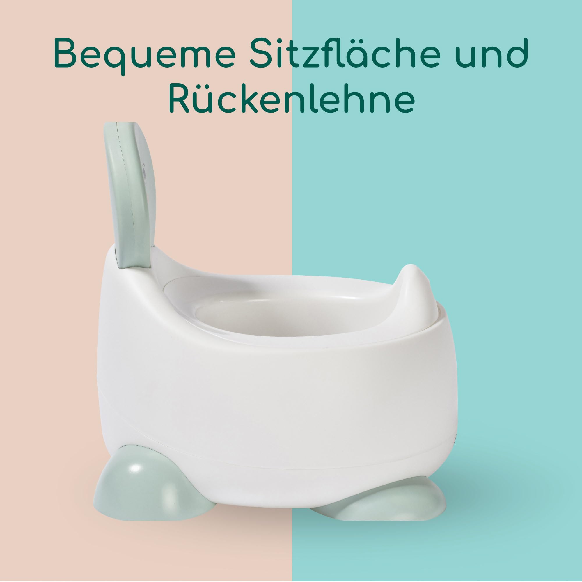 Bebeconfort Bequemes Töpfchen für Kinder, 12–36 Monate (max. 20 kg), Süßes Tierdesign, Ergonomisch & Kompakt, Leicht zu Reinigen, Hygienischer Spritzschutz, Rutschfestes Töpfchen Baby, Schildkröte