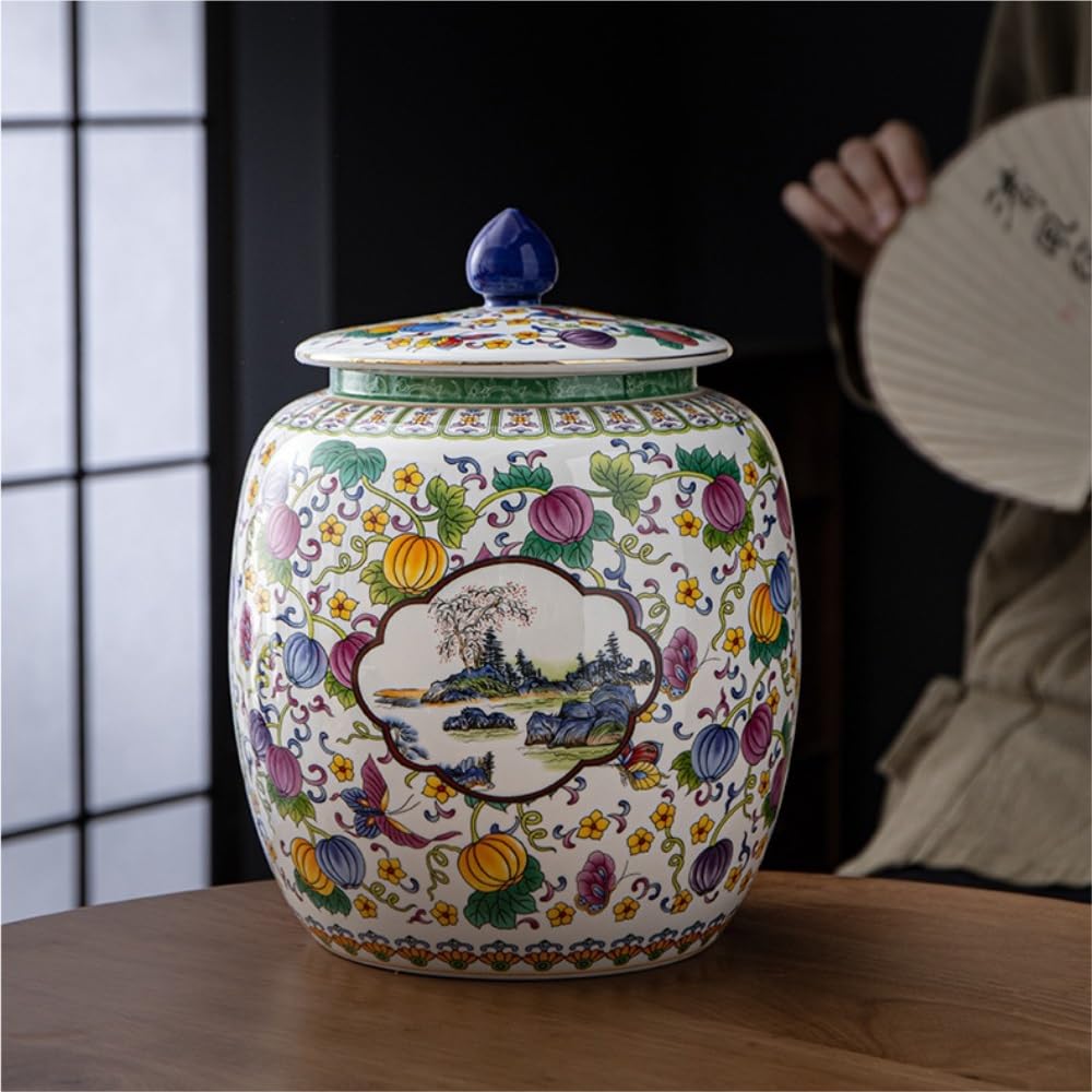 CMBSSTFC Pojemnik na herbatę Pojemnik do przechowywania herbaty zbiorczej Słoik z pokrywką Ceramiczny słoik o dużej pojemności Zamknię słoik Retro chiński zestaw do herbaty Pojedynczy słoik Puszka na