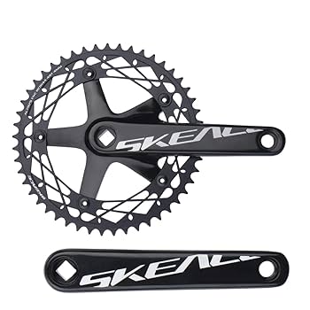 SKEACE ピスト用クランクセット 165mm 48T BB付属 シルバー Skeace-アルミニウム合金チェーンセット,クランク長さ48t,165mm