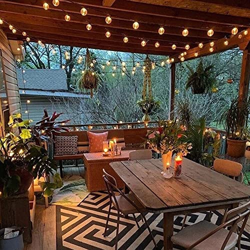 DSLebeen Festoon Lights 50ft LED String Lights Mains Powered with 27+3 Plastic G40 Bulbs 2700K Connectable for Decorative Lighting on Cafe, Wedding, Party - Image 6