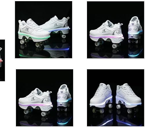 Miniatura 2 de KOFUBOKE Zapatos de patinaje unisex para adultos y niños, con ruedas invisibles, 2 en 1, polea extraíble, patinaje parkour