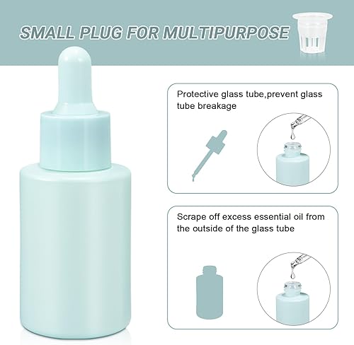 Miniatura 2 de UMETASS Botellas pequeñas de vidrio con goteros gruesos de 1 oz, botellas de pipeta con 3 embudos, 1 onza líquida, aceites esenciales a prueba de