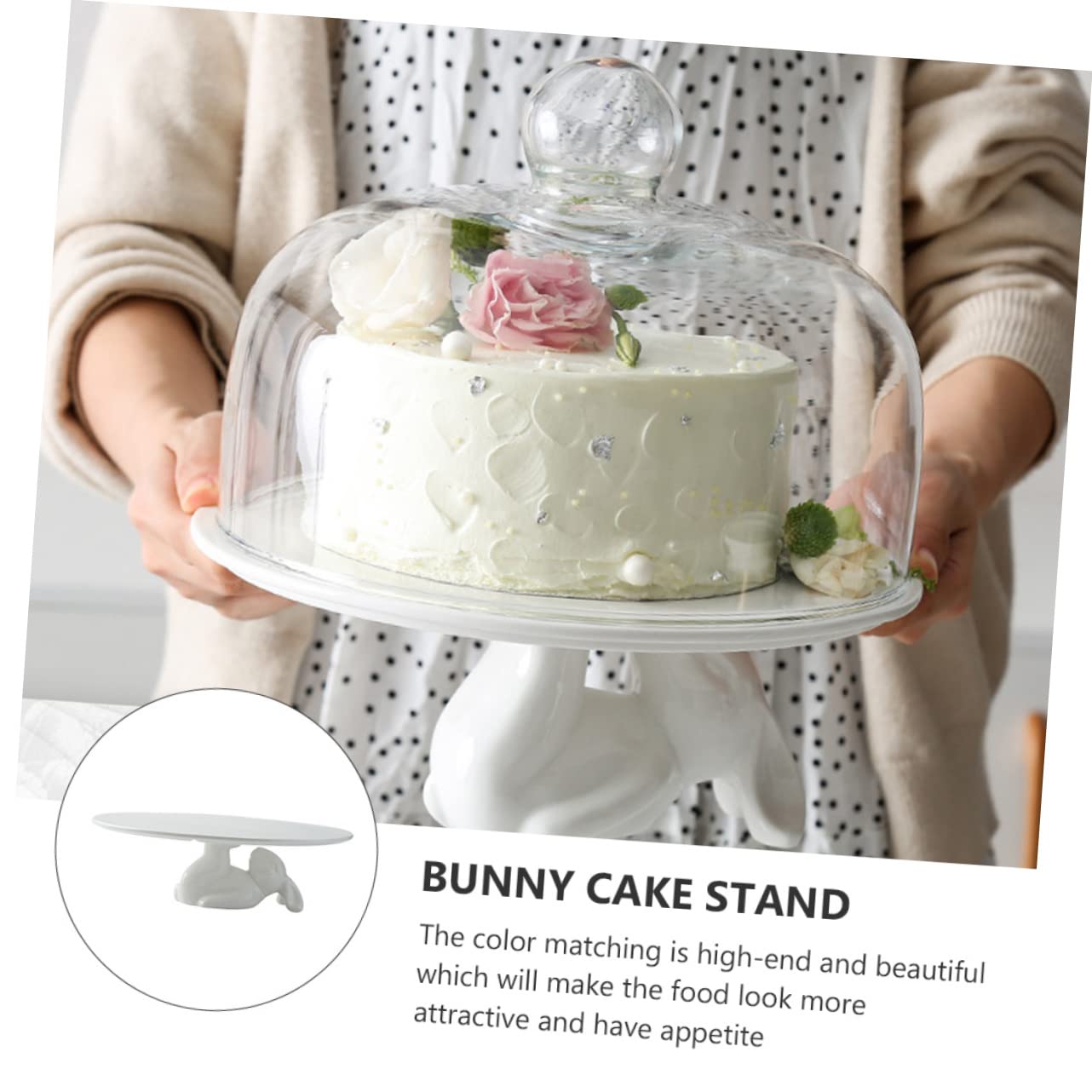 Alipis Alzata Torta in Ceramica Bianca a Forma di Coniglio, Resistente Agli Urti e Facile da Pulire, come Alzata per Dolci e Frutta per Feste e Dessert Pasqua