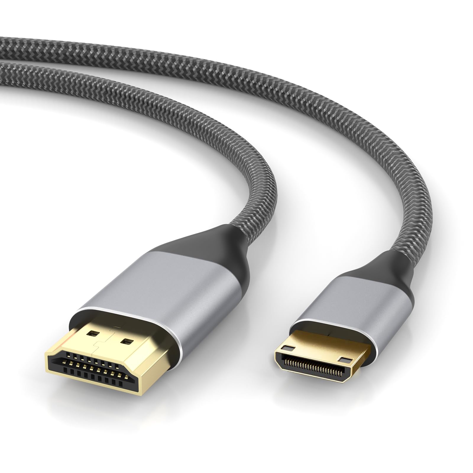 Cyberguys! Cable mini HDMI a HDMI 2.0, 4K 60Hz Ultra HD, cable trenzado bidireccional de alta velocidad de 18 Gbps con conectores chapados en oro, compatible con videocámara de cámara, proyector de