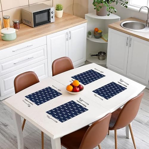 Jejeloiu Anchor Decor Placemats Table Mats, Nautical Themed Placemats For Dining Table Set Of 4, Ocean Sea Adventure Navy Blue Placemat Set Non-Slip Easy To Clean For Kitchen Dining Table 18"X12" #TOP2