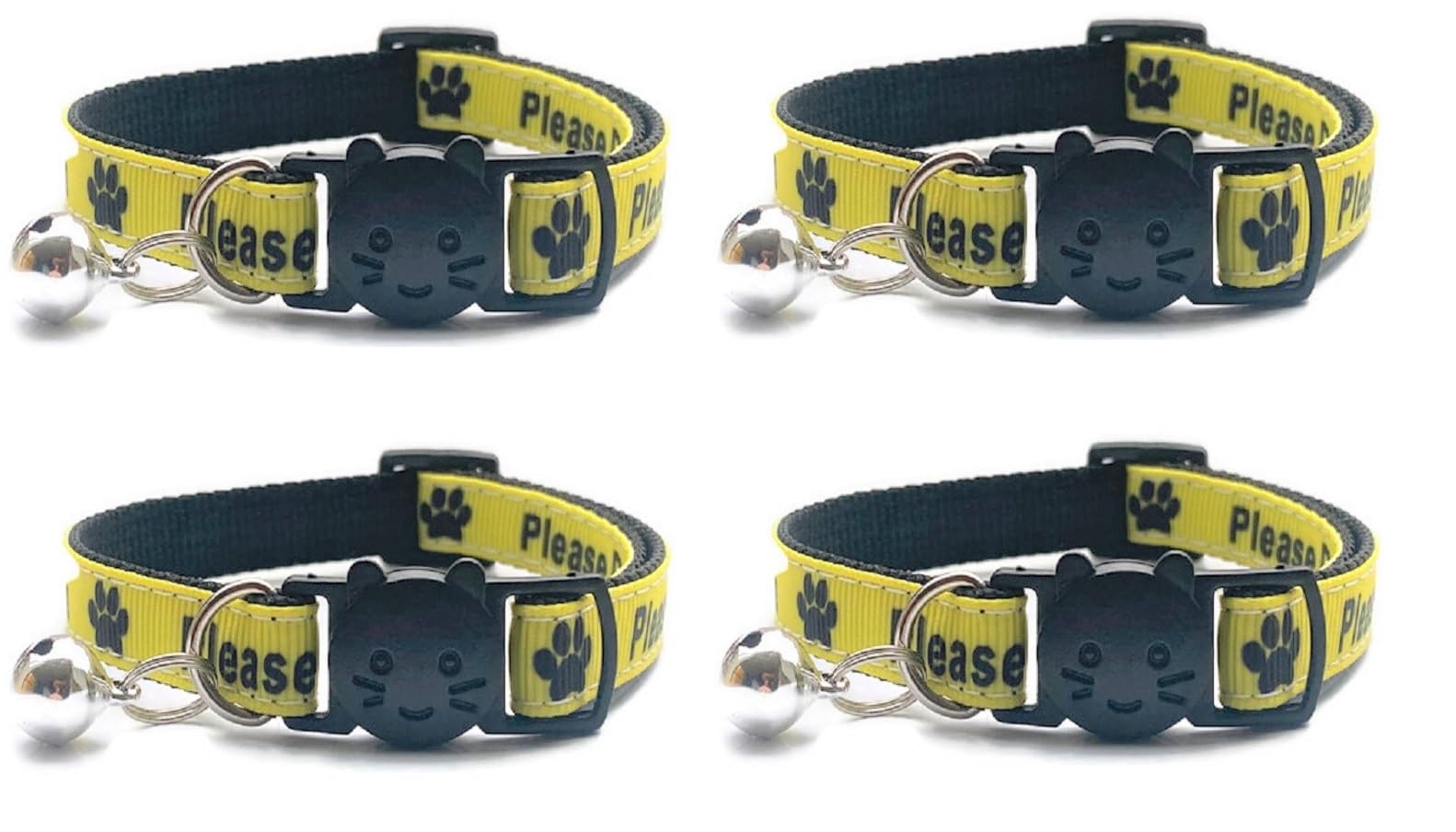 Worded Cat Collars - Please Do Not Feed Me, I Am Microchipped, Multicolour, Pack of 4